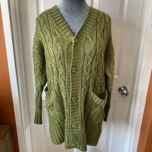 LuLaRoe Green Acrylic Cable Knit Cardigan Sweater Women's Size Small